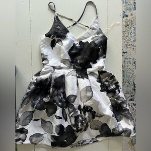 Floral Black and White Dress